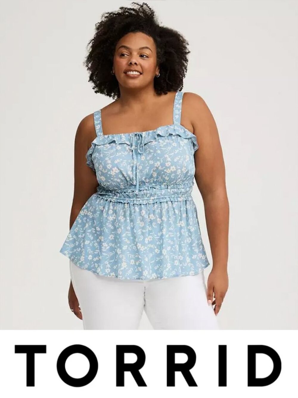 New Torrid 2 Babydoll Smocked Floral Ruffle Sleeveless Top Adjustable Straps